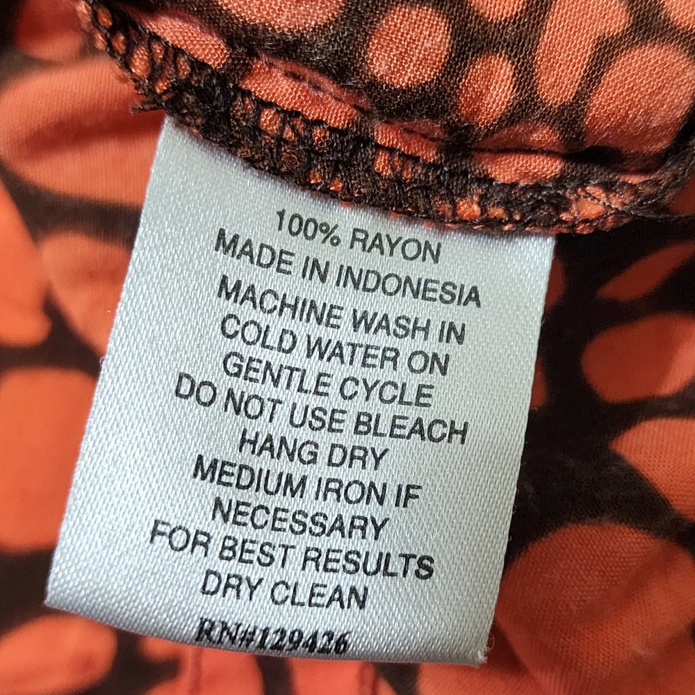 ESCAPADA size Small V Neck Soft Rayon Animal Print Casual Tunic Orange Brown - Picture 13 of 14